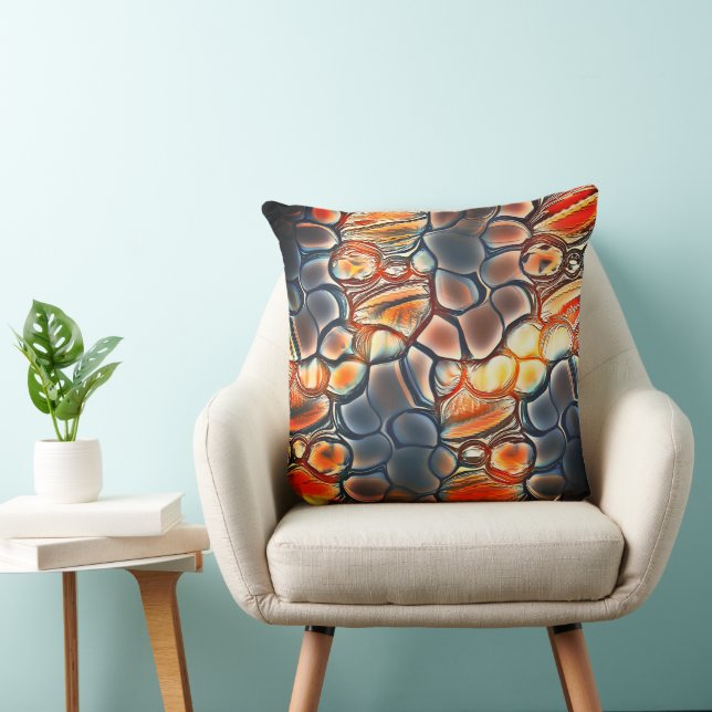 Rundförmige Formen in gebranntem Zyan und Orange Kissen (Stuhl )