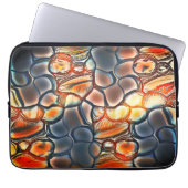 Rundförmige Formen in gebranntem Zyan und Orange Laptopschutzhülle (Vorderseite)