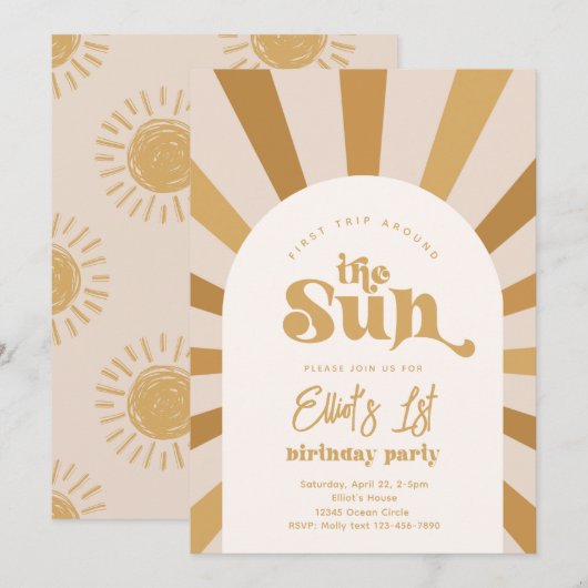 Rundgang durch die Sonne | Girl Sun Invite Einladung (Vorne/Hinten)