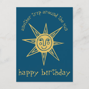 Rundgang durch die Sonne GLÜCKLICH GEBURTSTAG Postkarte