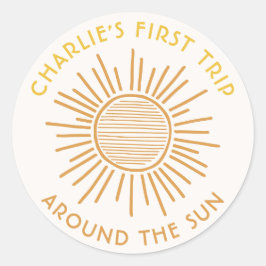 Rundgang um den Sonnenaufkleber | Boho Sun Party Runder Aufkleber