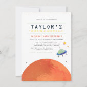 Rundgang um die Sonne | Weltraumjunge Geburtstag Einladung (Vorderseite)