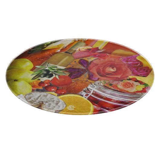 Rundglas Cutting Board mit kulinarischem Thema Schneidebrett (Ecke)