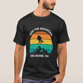 Rundhals-T-Shirt Ride the Mountain Ski-Abenteuer T-Shirt