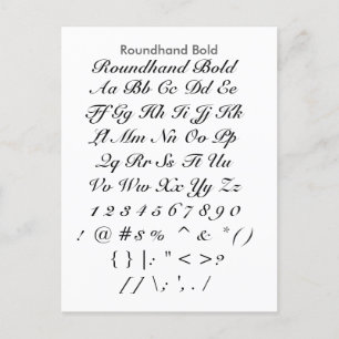 Rundhand Bold - Zazzle Schriftart Sampler Sheet Postkarte