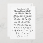 Rundhand Bold - Zazzle Schriftart Sampler Sheet Postkarte (Vorne/Hinten)