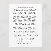 Rundhand Bold - Zazzle Schriftart Sampler Sheet Postkarte (Vorderseite)