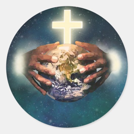 Rundherum-Welt mit Händleraufkleber Runder Aufkleber (Vorderseite)