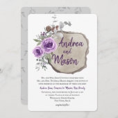 Rundholz Lila Rose und Eukalyptus-Hochzeit Einladung (Vorne/Hinten)