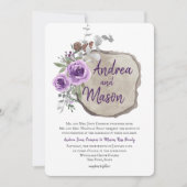 Rundholz Lila Rose und Eukalyptus-Hochzeit Einladung (Vorderseite)