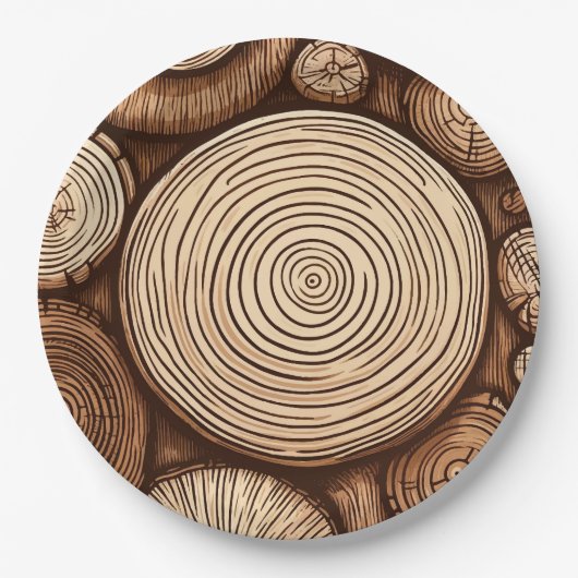 Rundholzbaumholz-Holzwald Pappteller (Vorderseite)
