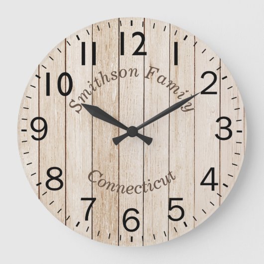 Rundholzeffekt Große Wanduhr (Vorderseite)