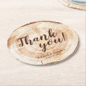 Rundholzschnitt rustikale Hochzeit Danke Runder Pappuntersetzer (Angewinkelt)