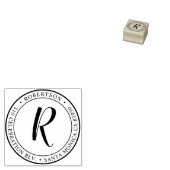 Rundkalligraphie-Monogramm-Rücksendeadresse Gummistempel (Stempel)
