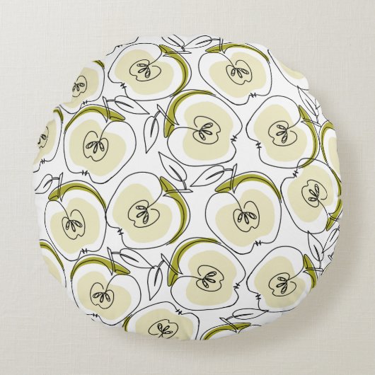 Rundkissen mit Apfel in einer Reihe gezeichnet. Rundes Kissen (Vorderseite)