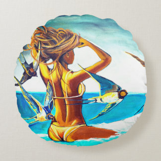 Rundkissen mit einzigartiger Malerei Rundes Kissen