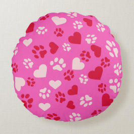 Rundkissen mit Katzenpflaster und Herzformen Rundes Kissen