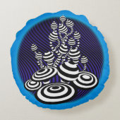 Rundkissen Mitternacht Blues Magic Mushroom-Baumwo Rundes Kissen (Rückseite)