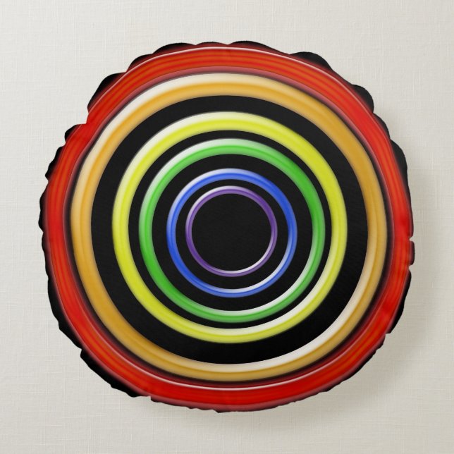 Rundkissen - Ringe in Regenbogenfarben Rundes Kissen (Vorderseite)