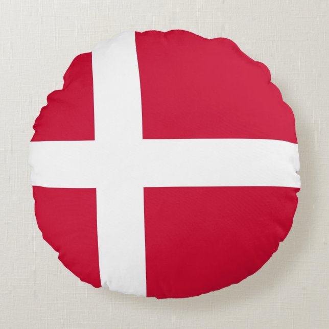 Rundkopfkissen mit dänischer Flagge Rundes Kissen (Vorderseite)