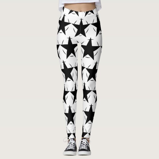 Rundkreisgeometrisches Muster für Schwarz und Weiß Leggings (Vorderseite)