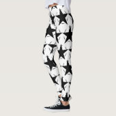 Rundkreisgeometrisches Muster für Schwarz und Weiß Leggings (Links)