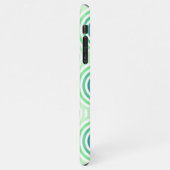 Rundkreisgeometrisches Muster in grün und blau iPhone Hülle (Linke Seite)