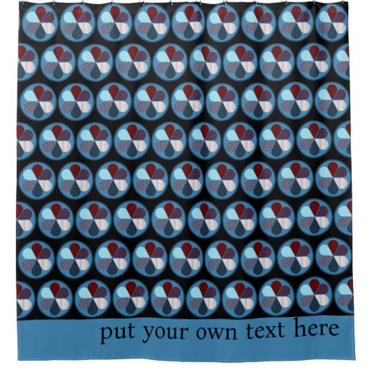 RUNDKREISLAUF-MUSTER MAROON RED BLUE BLACK DUSCHVORHANG (Vorderseite)