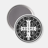 Rundmagnet mit Medaille von St. Benedikt, Alle Grö Magnet (Vorderseite/Rückseite)