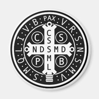 Rundmagnet mit Medaille von St. Benedikt, Alle Grö Magnet