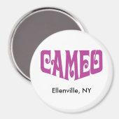 Rundmagnet mit rosa Cameo-Logo Magnet (Vorderseite/Rückseite)