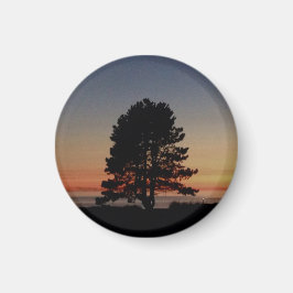 Rundmagnet mit Single Silhouette Sonnenuntergang Magnet