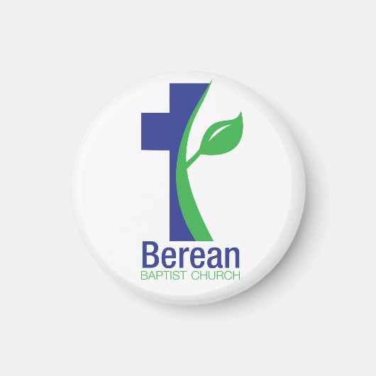 Rundmagnete der Berean Baptist Church (weiß) Magnet (Vorne)