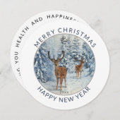 Rundmodern | Winterwald mit Hirsch | Weihnachten (Vorne/Hinten)