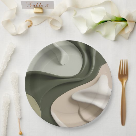 Rundpapierplatte in stilvoller abstrakter Grafik Pappteller (Hochzeit)