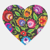 Rundpolnischer Folklore-Aufkleber Herz-Aufkleber (Vorderseite)