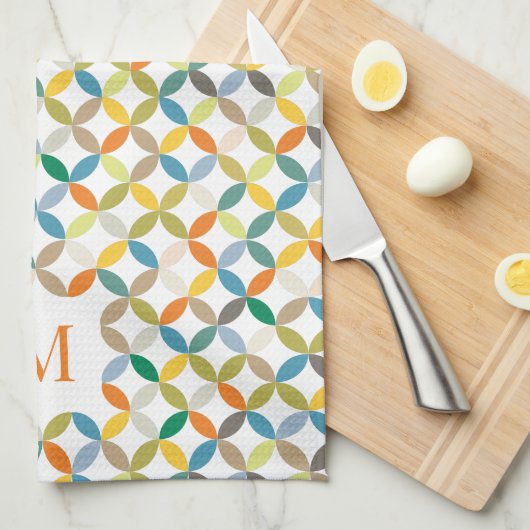 Rundquadrat Muster warm Tonmonogramm Geschirrtuch (Viertel Falte)