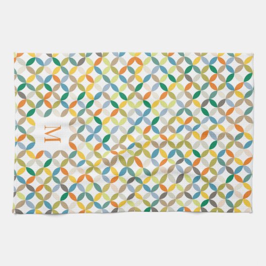 Rundquadrat Muster warm Tonmonogramm Geschirrtuch (Horizontal)