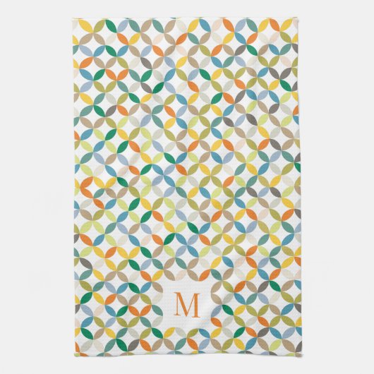 Rundquadrat Muster warm Tonmonogramm Geschirrtuch (Vertikal)