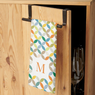 Rundquadrat Muster warm Tonmonogramm Geschirrtuch