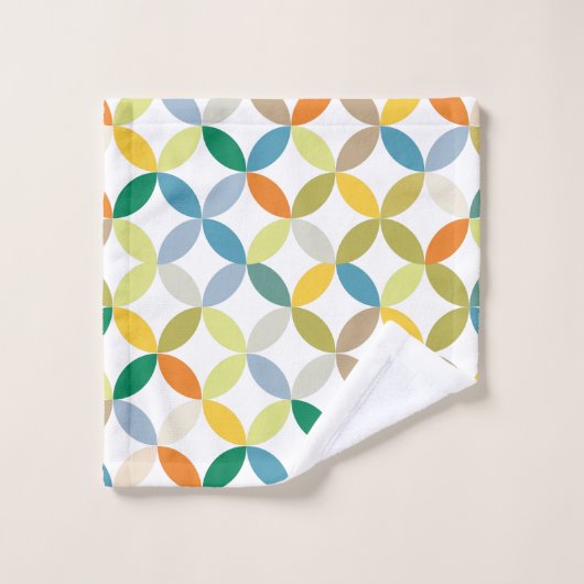 Rundquartiermuster warme Farben Badhandtuch Set (Waschlappen)