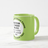 Rundrahmen-Foto + Text Lime Grün Benutzerdefiniert Tasse (VorderseiteRechts)