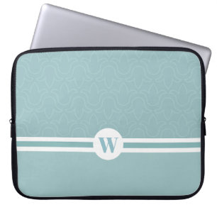 Rundrahmen für die hellblaue Flora eines Monogramm Laptopschutzhülle