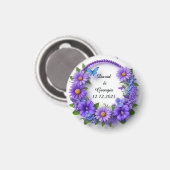 Rundrahmen für Hochzeitsblumen Magnet (Vorderseite/Rückseite)