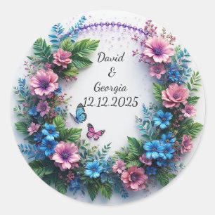 Rundrahmen für Hochzeitsblumen Runder Aufkleber