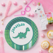 Rundrahmen in grün/blau mit niedlichem Dinoau Pappteller (Party)