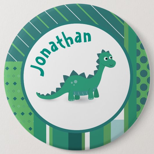 Rundrahmen in grün/blau mit niedlichem Dinosaurier Button (Vorderseite)