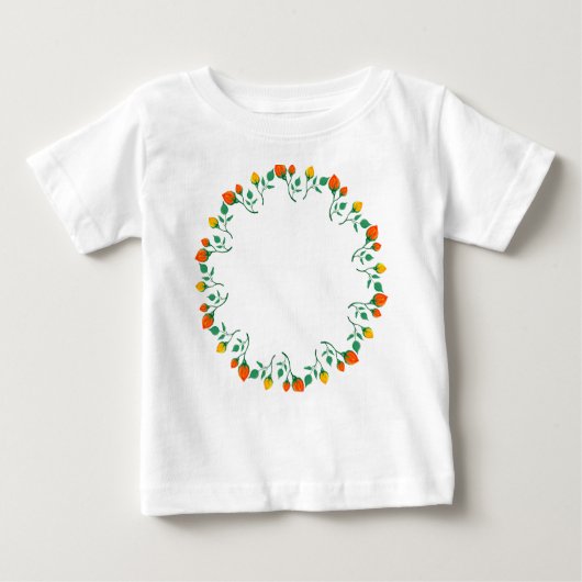 Rundrahmen mit Blumenrahmen, gelb und rote Rose, B Baby T-shirt (Vorderseite)