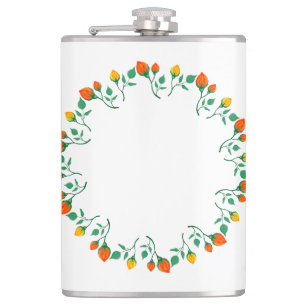 Rundrahmen mit Blumenrahmen, gelb und rote Rose, B Flachmann