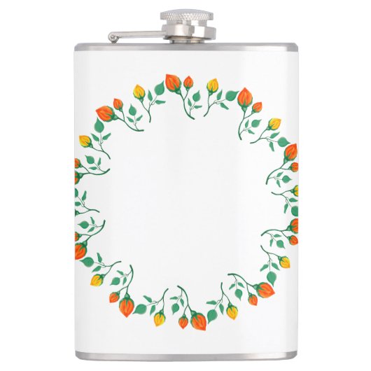 Rundrahmen mit Blumenrahmen, gelb und rote Rose, B Flachmann (Vorderseite)